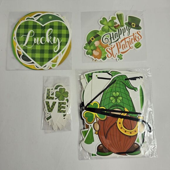 St Patrick's Day Party Decorations Banner Hanging Swirls Cake Cupcake Topper - Picture 1 of 7
